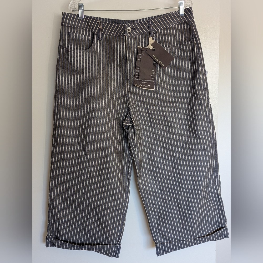 New W/Tags Size Eu 48 Trouser Pants Blue & White Stripes, Women's Manila Grace